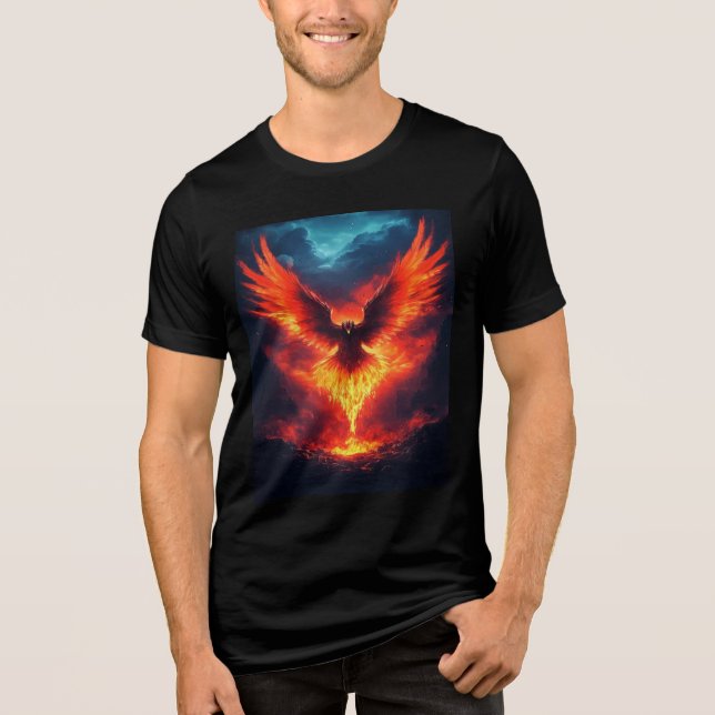 Fire Phoenix Stigning Tri-Blend Shirt T Shirt (Framsida)