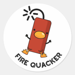 Fire Quacker Funny Fireworks Pun Runt Klistermärke
