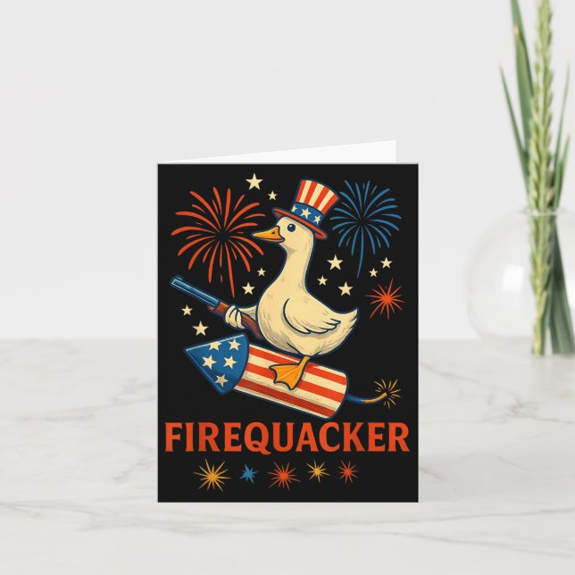 Fire Quacker Roligt Meme Goose Fyrverkerier Amerik Kort (Framsida)
