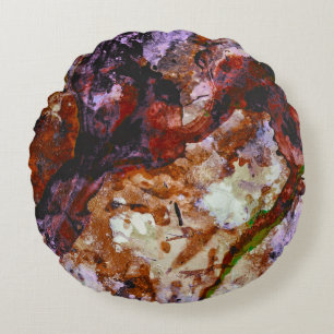Fire Quartz Crystal Geode Marble Abstrakt Rund Kudde
