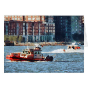 Fire Rädding Boat Hudson River Hälsningskort