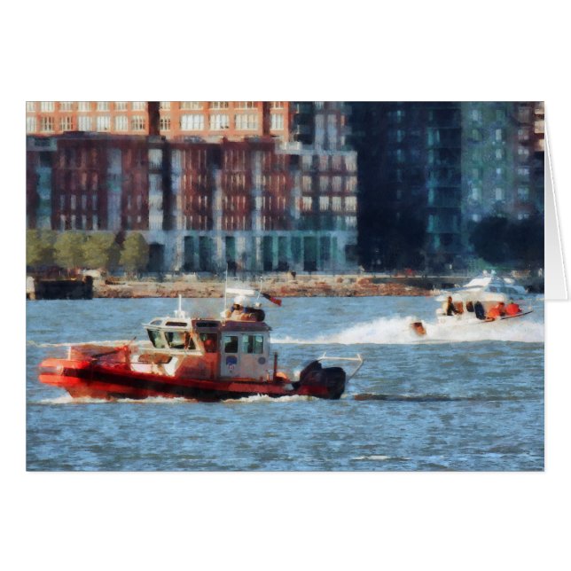 Fire Rädding Boat Hudson River Hälsningskort (Framsidan Horizontal)