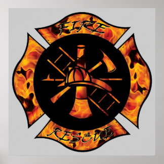 Fire Rädding Flaming på maltesiska Kor Poster