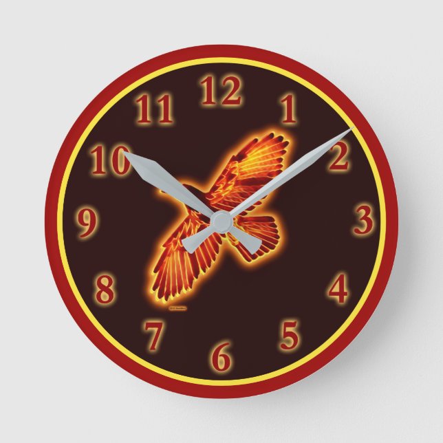 Fire Raven Rund Klocka (Framsida)