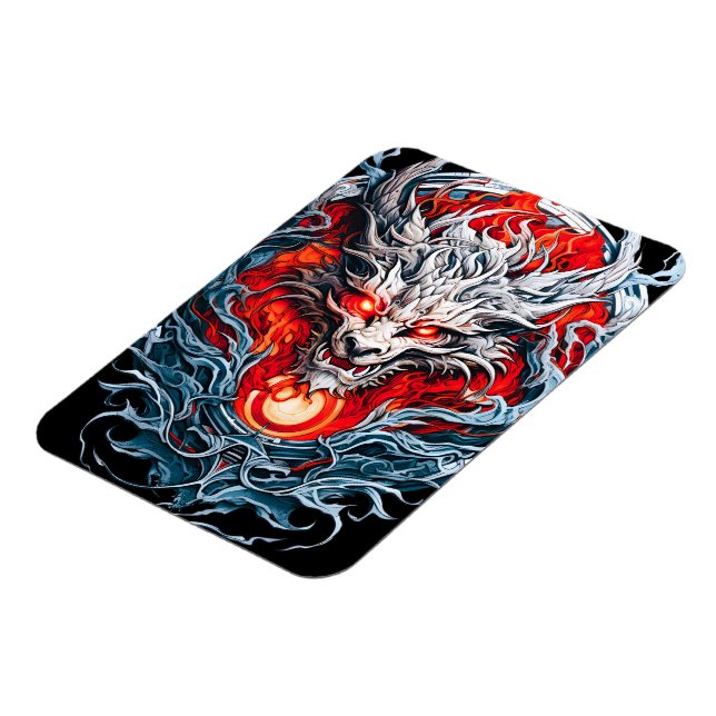 Fire Red Flame Mythical Dragon Head Magnet (Vänstra Sidan)