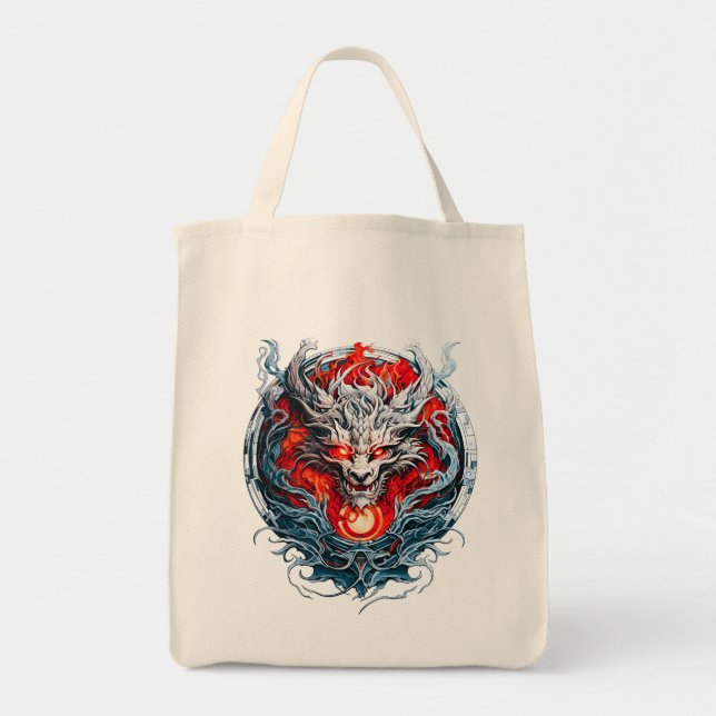 Fire Red Flame Mythical Dragon Head Tygkasse (Framsidan)