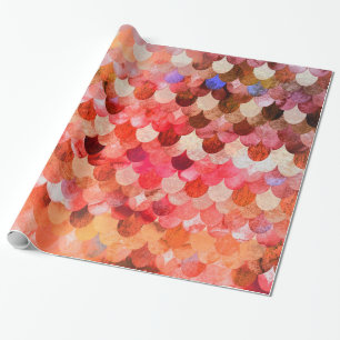 Fire Red Mermaidscales Sjöjungfru Fishscales Scale Presentpapper