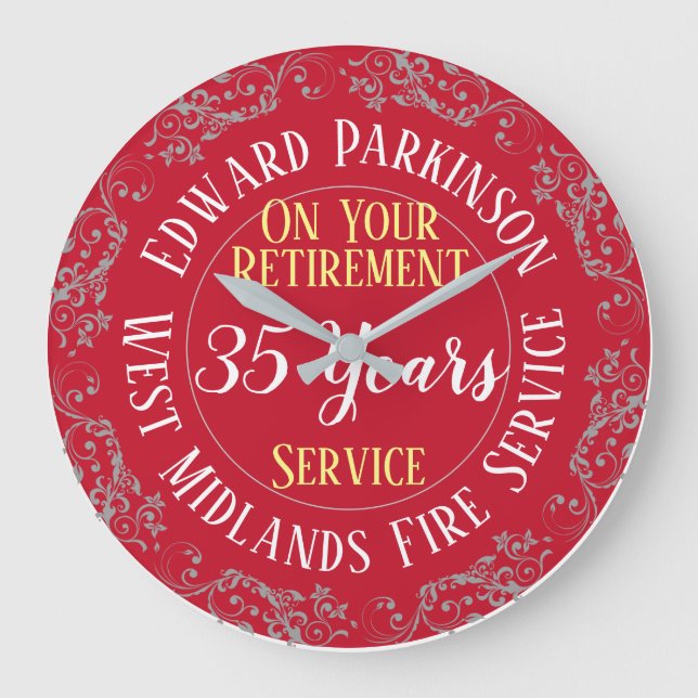 Fire Service Pension Award med flera års service Stor Klocka (Framsida)