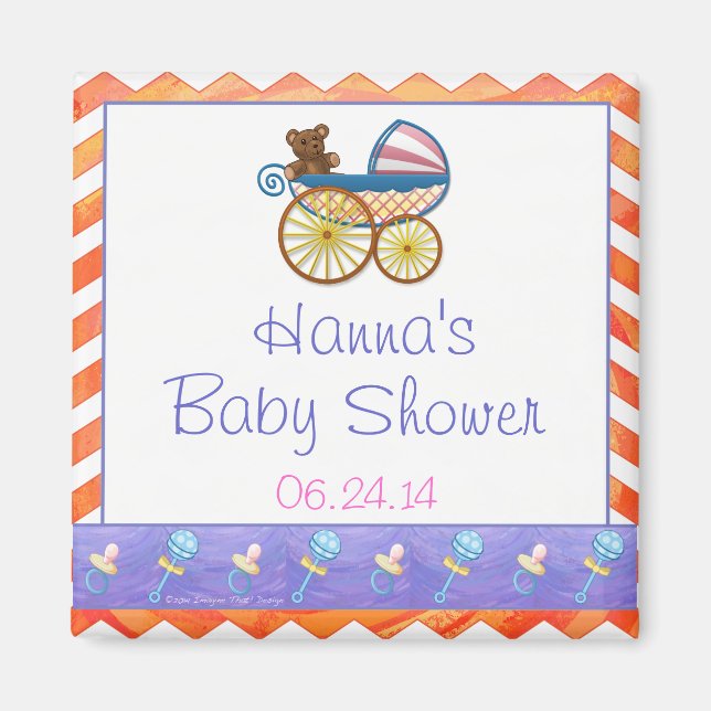 Fire Sjö Orange Chevron Baby Magnet (Framsidan)