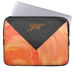 Fire Sjö Orange och Black Monogram Laptop Sleeve