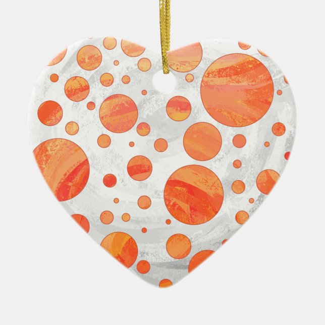 Fire Sjö Orange Polka Dot Mönster Julgransprydnad Keramik (Framsidan)