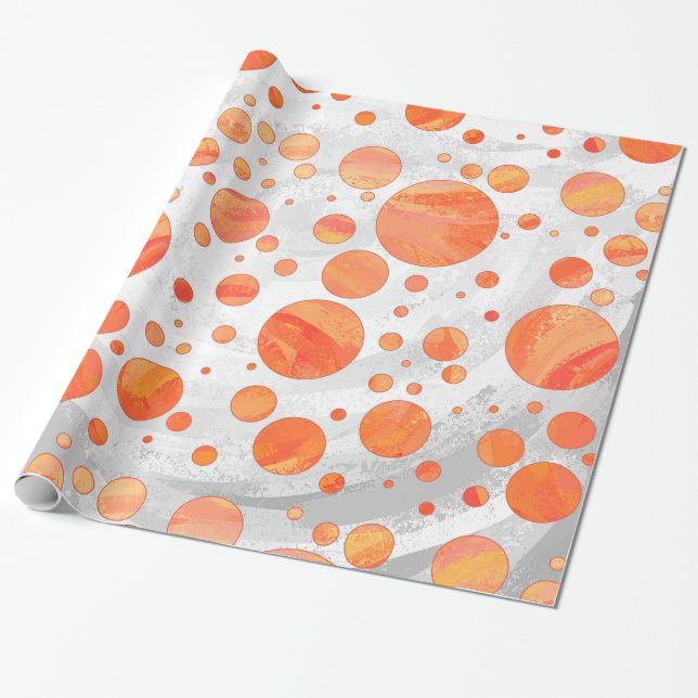 Fire Sjö Orange Polka Dot Mönster Presentpapper (Utrullad)