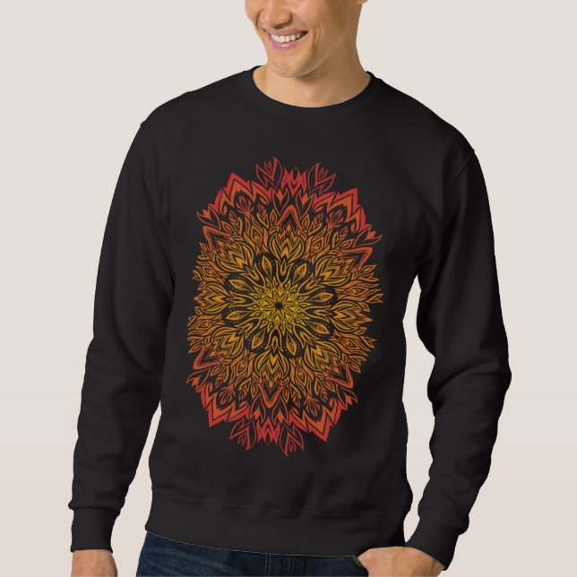 Fire Spirit Mandala Art Design Lång Ärmad Tröja (Framsida)
