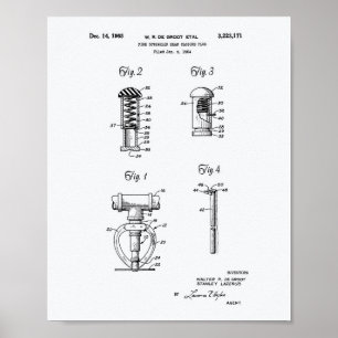 Fire Sprinkler Head 1965 Patent Art - White Papper Poster