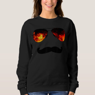 Fire Sunglasses Mustache Grillmeister Grill Desi T Shirt