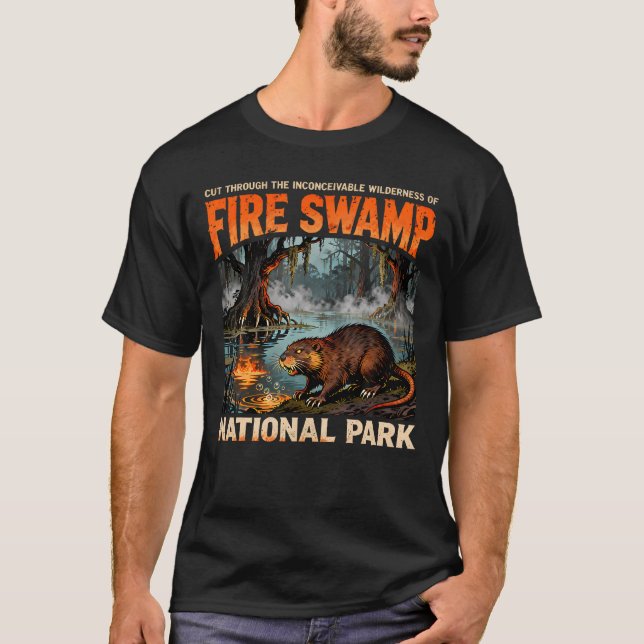 Fire Swamp Nationalpark Bäver Vilda Djur T Shirt (Framsida)