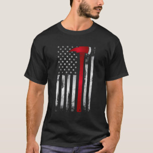 Fire Thin Red Line American Flagga Ax för eldstrid T Shirt