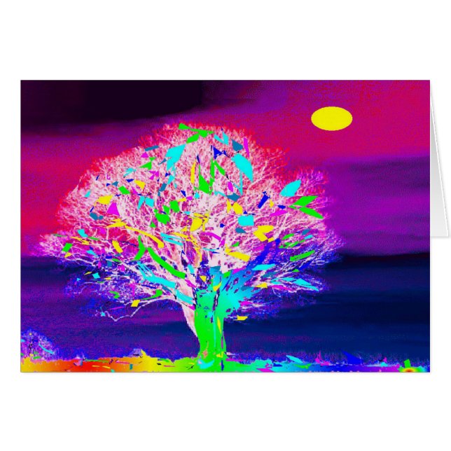 Fire Träd Hälsningskort (Framsidan Horizontal)