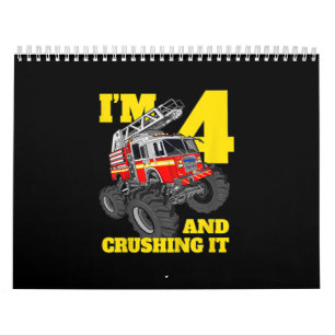 Fire Truck 4:e födelsedagstjocken 4-brandgator Kalender