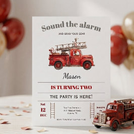 Fire Truck Birthday Invitation Sound the Alarm Inbjudningar