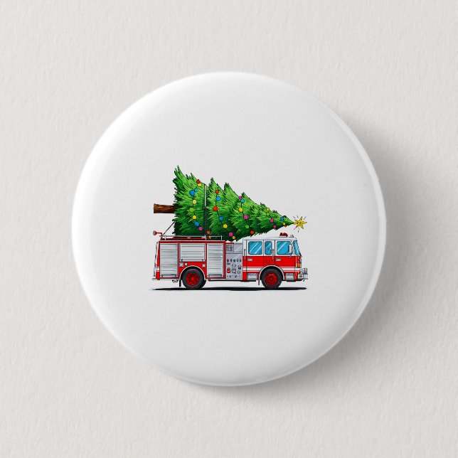 Fire Truck Christmas Tree Xmas Lights Firefighter  Knapp (Framsida)