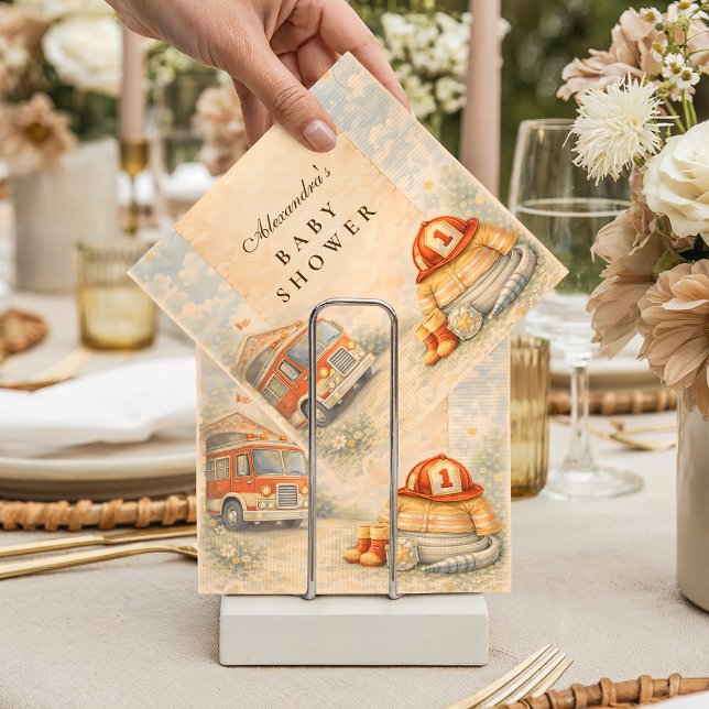 Fire Truck Firefighter Baby Shower Pappersservett (Skapare uppladdad)