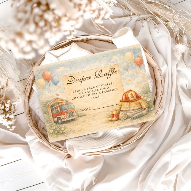 Fire Truck Firefighter Diapper Raffle Tilläggskort (Skapare uppladdad)