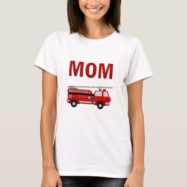 Fire Truck Födelsedagsfest Mamma T Shirt (Framsida)