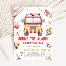 Fire Truck Sound the Alarm Baby Shower Inbjudningar