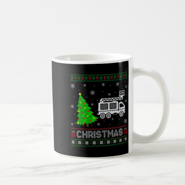 Fire Truck Xmas Tree Lighting Ugly Christmas Sweat Kaffemugg (Höger)