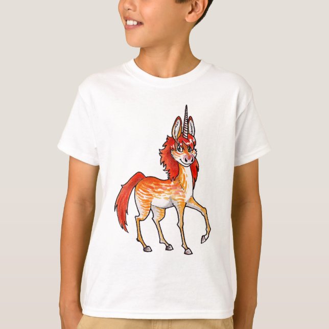 Fire Unicorn Tee Shirt (Framsida)