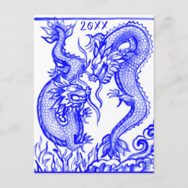 Fire & Vatten Dragons Kinesiska vid nyårs zodiak Helg Vykort