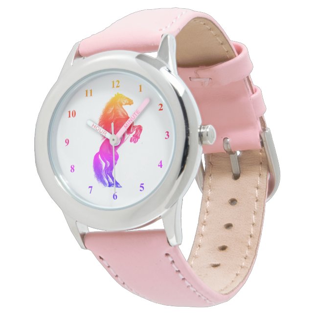 Fire Vild Horse Watch - Rainbow Färg Armbandsur (Vinklad)