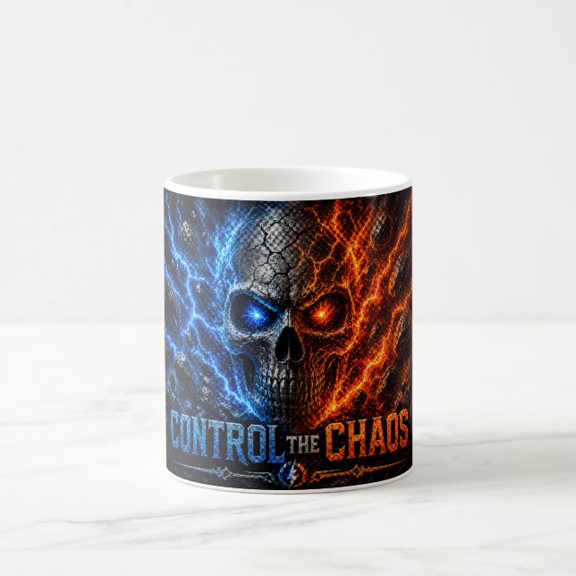 Fire vs Ice Skull 3D Shirt –  Kaffemugg (Center)