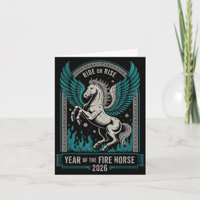 Fire Year Of The Horse – Chinese Zodiac New Year 2 Kort (Framsida)