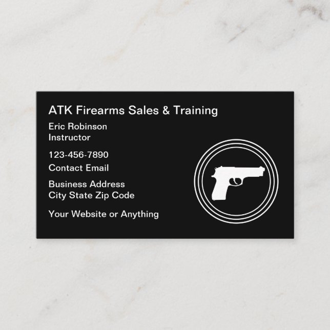 Firearms Range And Safety Training Visitkort (Framsida)