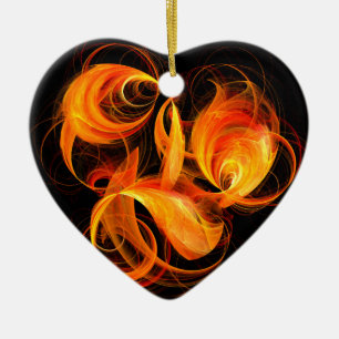 Fireball Abstrakt Art Heart Ornament