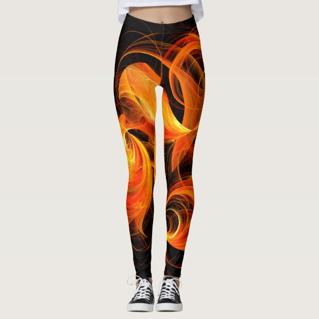 Fireball Abstrakt Art Leggings (Framsida)