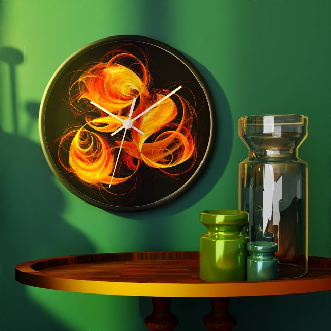Fireball Abstrakt Art Round Stor Klocka (Fireball Abstract Art Round Wall Clock)