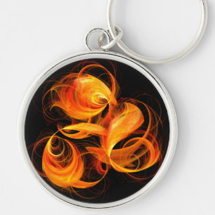 Fireball Abstrakt Art Small Rund Silverfärgad Nyckelring