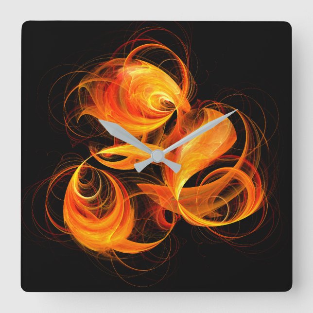 Fireball Abstrakt Art Square Fyrkantig Klocka (Framsida)