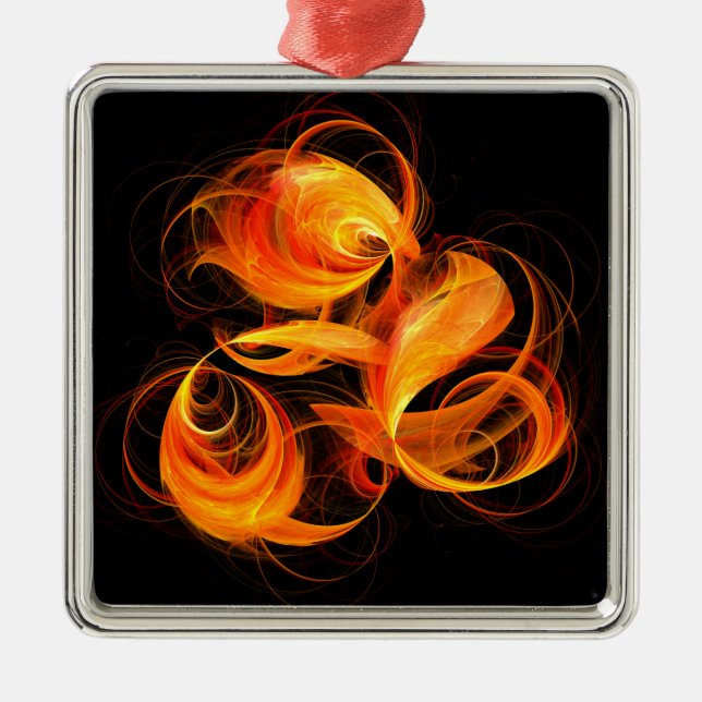 Fireball Abstrakt Art Square Julgransprydnad Metall (Framsidan)