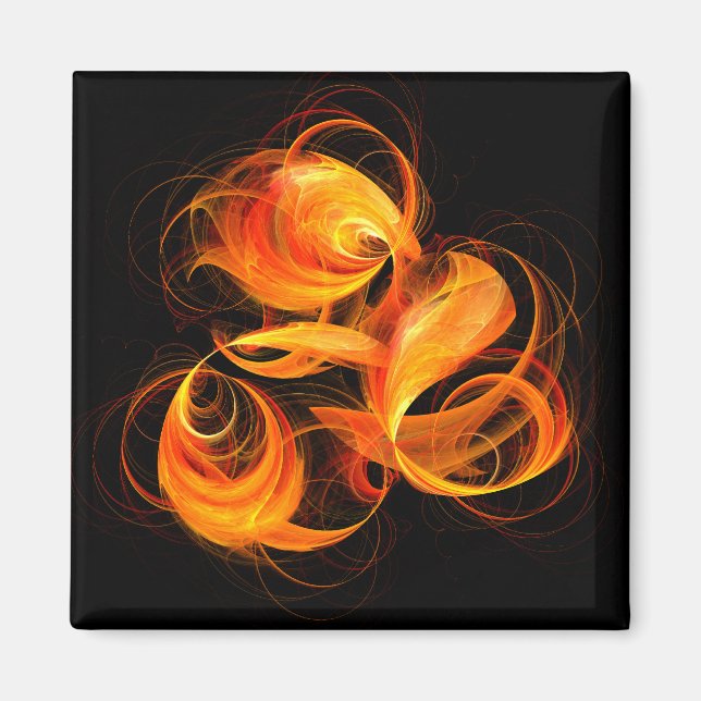 Fireball Abstrakt Art Square Magnet (Framsidan)