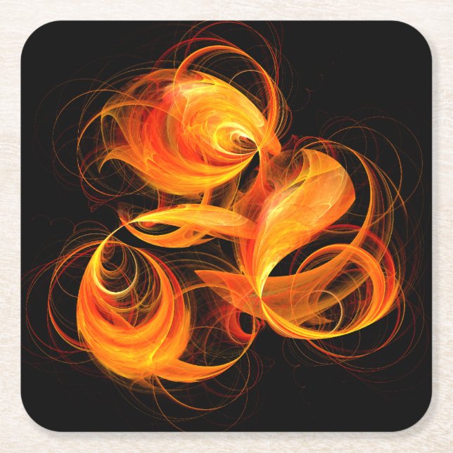 Fireball Abstrakt Art Underlägg Papper Kvadrat (Framsidan)