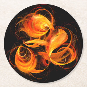 Fireball Abstrakt Art Underlägg Papper Rund