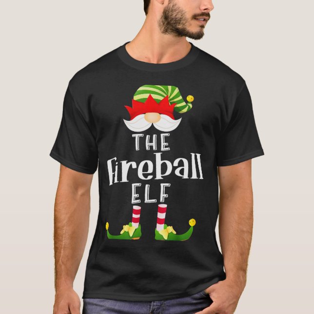 Fireball Elf Group Christmas Funny Pajama Party  T Shirt (Framsida)