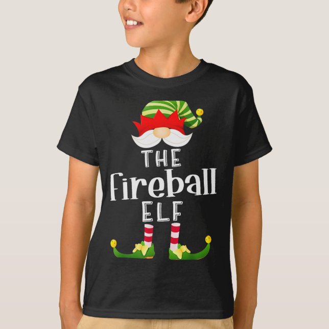 Fireball Elf Group Christmas Funny Pajama Party  T Shirt (Framsida)