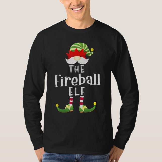 Fireball Elf Group jul Pajama Party T Shirt (Framsida)