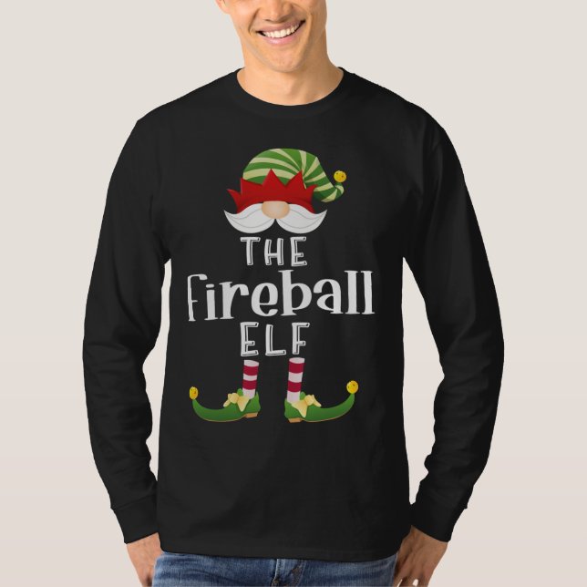 Fireball Elf jul Funny Pajama Party T Shirt (Framsida)