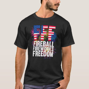 Fireball Fireworks Freedom 4 juli American Flagga T Shirt
